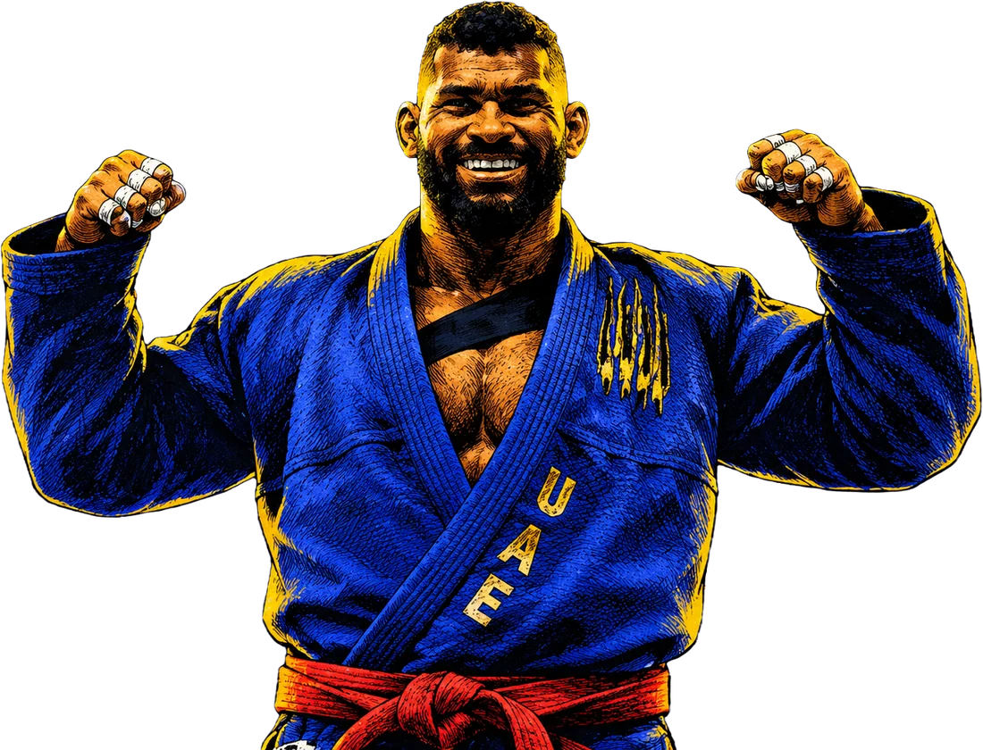 Ilustração de Ricardo Evangelista comemorando de kimono azul